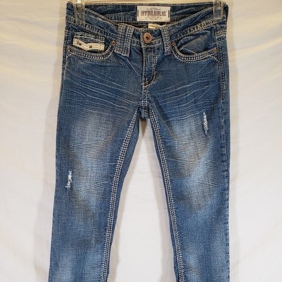 NYC Hydraulic Medium Washed Denim Capris Sz 2 - Picture 4 of 6